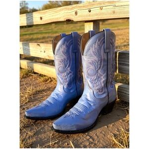 Dan Post Sky Blue Embroidered Heeled Boots